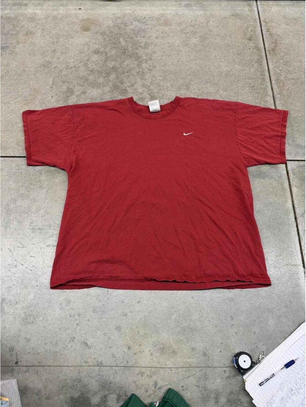 vintage nike made in usa burgandy small swoosh shirt size xxl